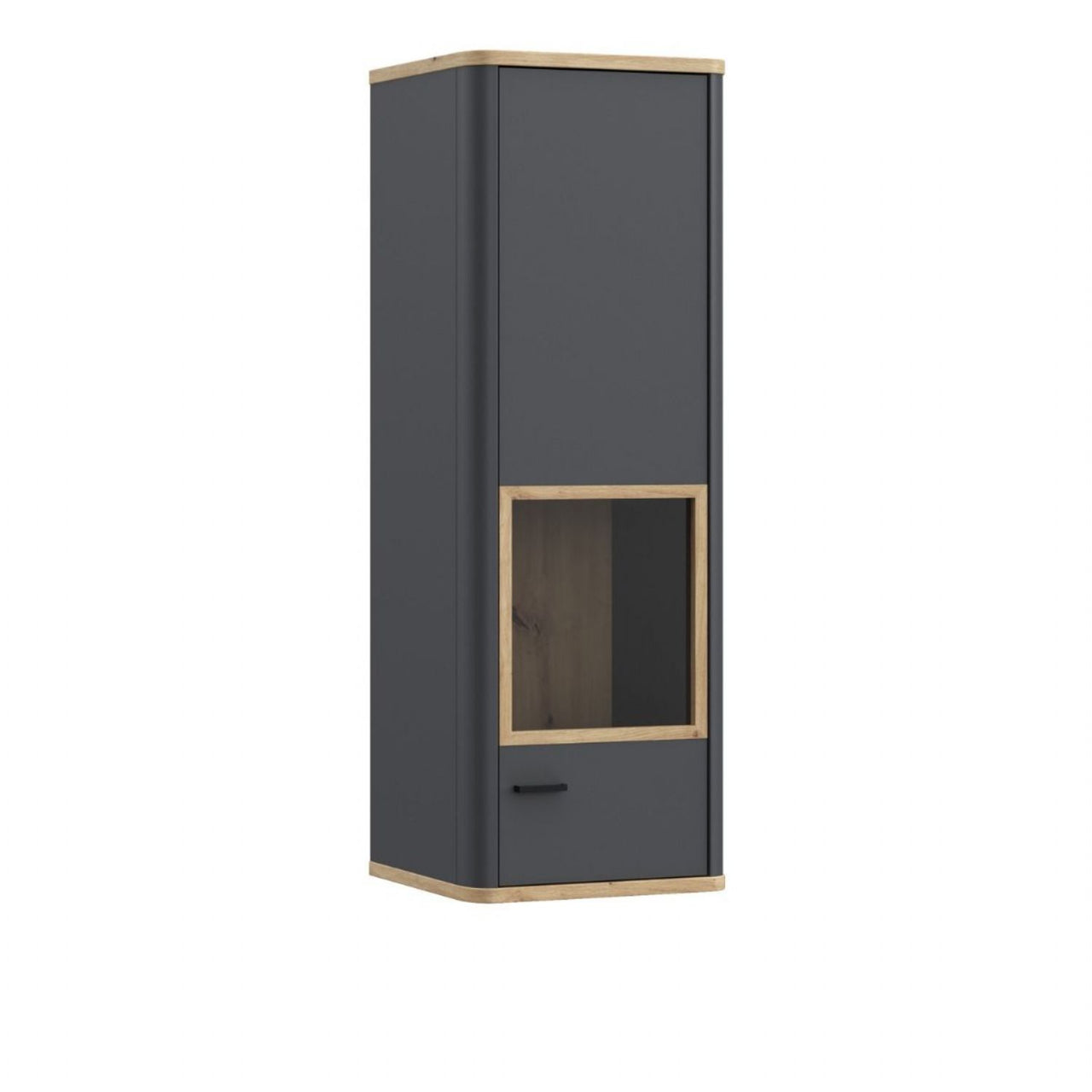 Klara Display Cabinet with 1 Glass Door in Grey and Oak