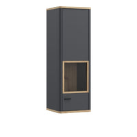 Thumbnail for Klara Display Cabinet with 1 Glass Door in Grey and Oak