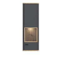 Thumbnail for Klara Display Cabinet with 1 Glass Door in Grey and Oak inc LED Lighting