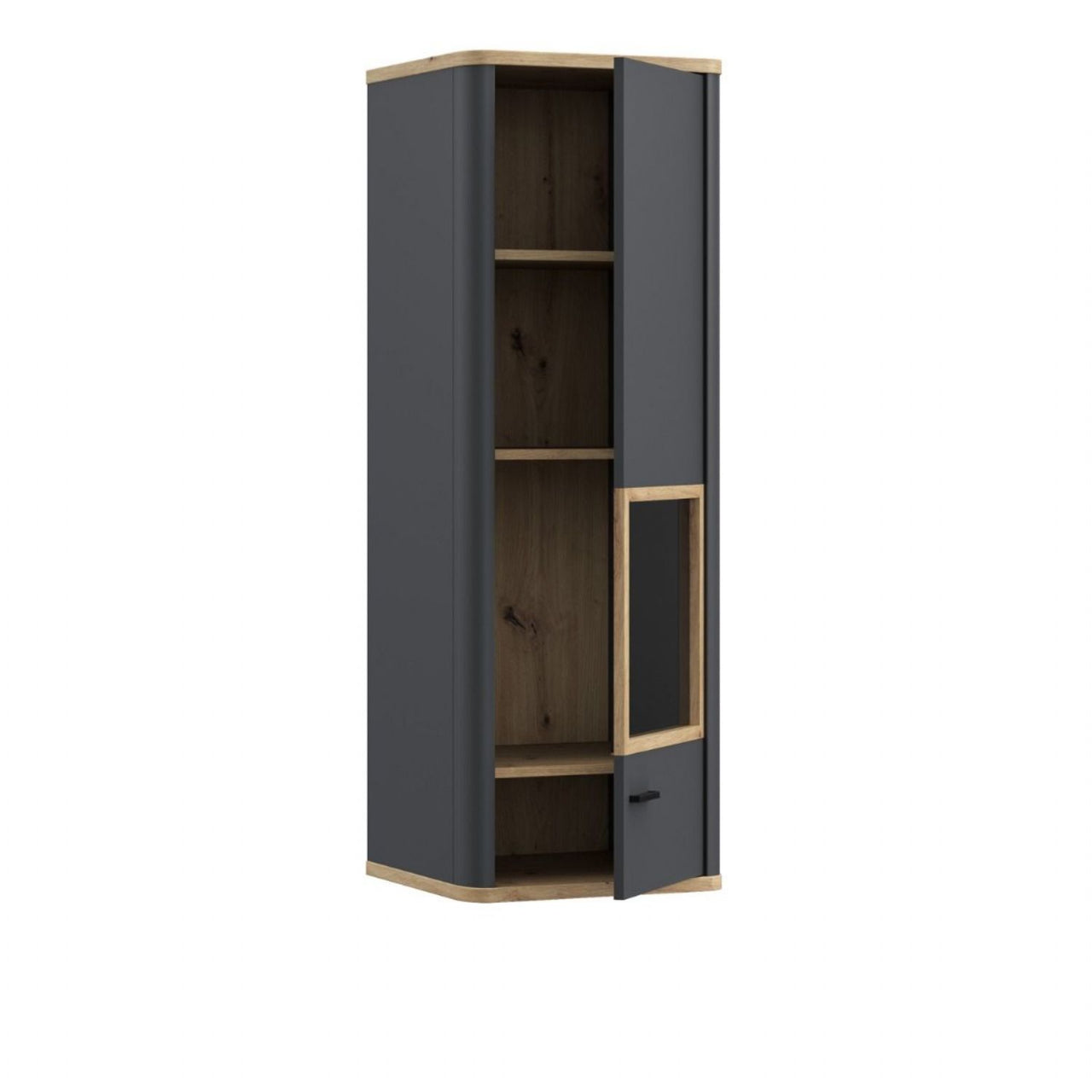 Klara Display Cabinet with 1 Glass Door in Grey and Oak inc LED Lighting