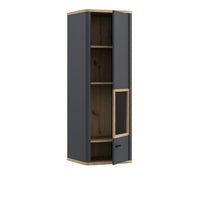 Thumbnail for Klara Display Cabinet with 1 Glass Door in Grey and Oak inc LED Lighting