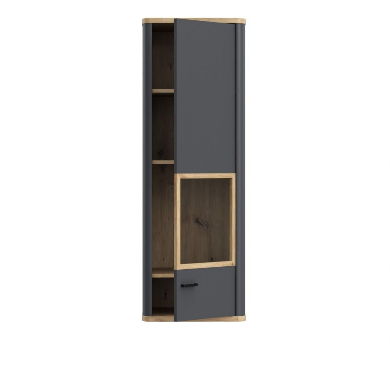 Klara Display Cabinet with 1 Glass Door in Grey and Oak inc LED Lighting