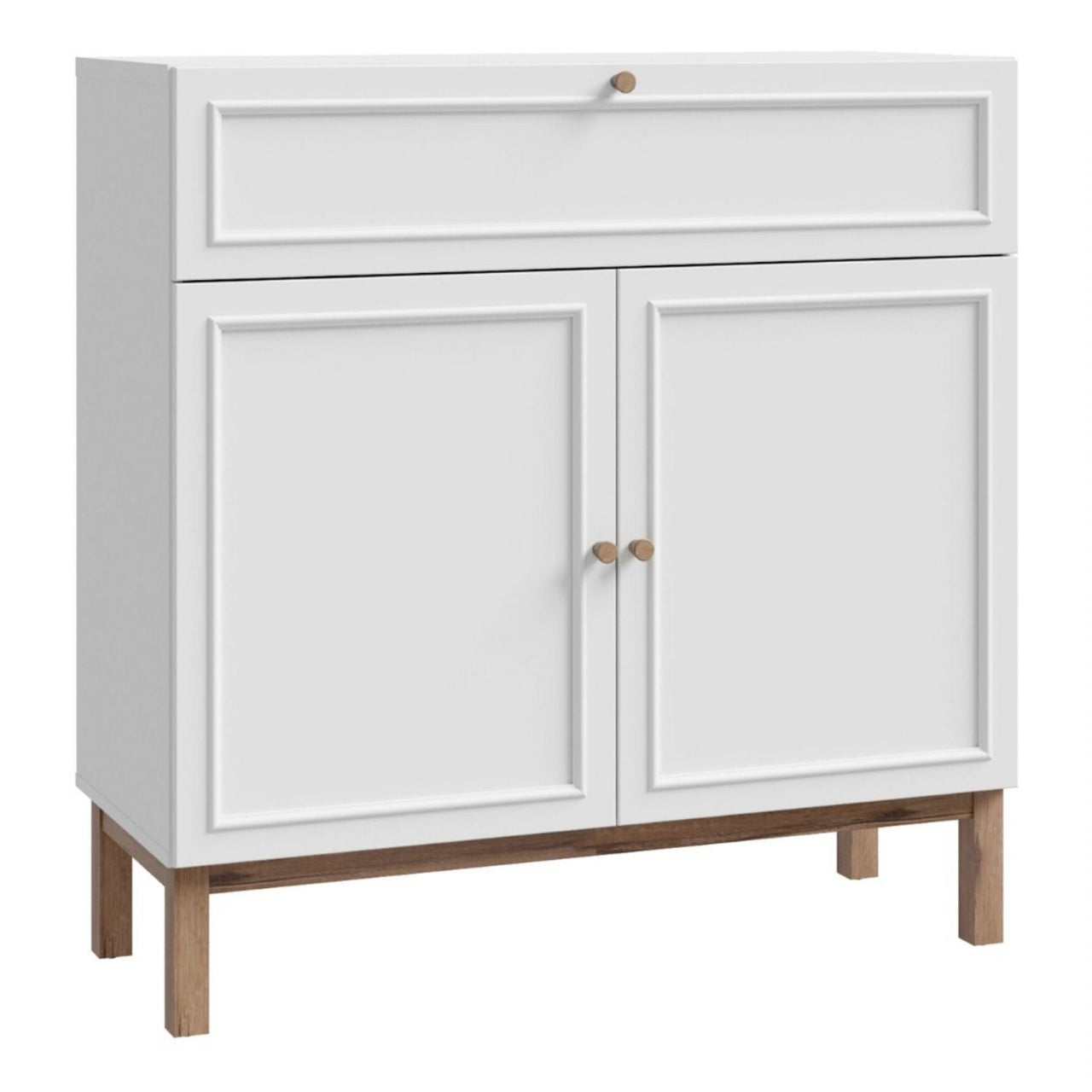 Wensley 2 Door 1 Drawer Console in Light Grey and Oak