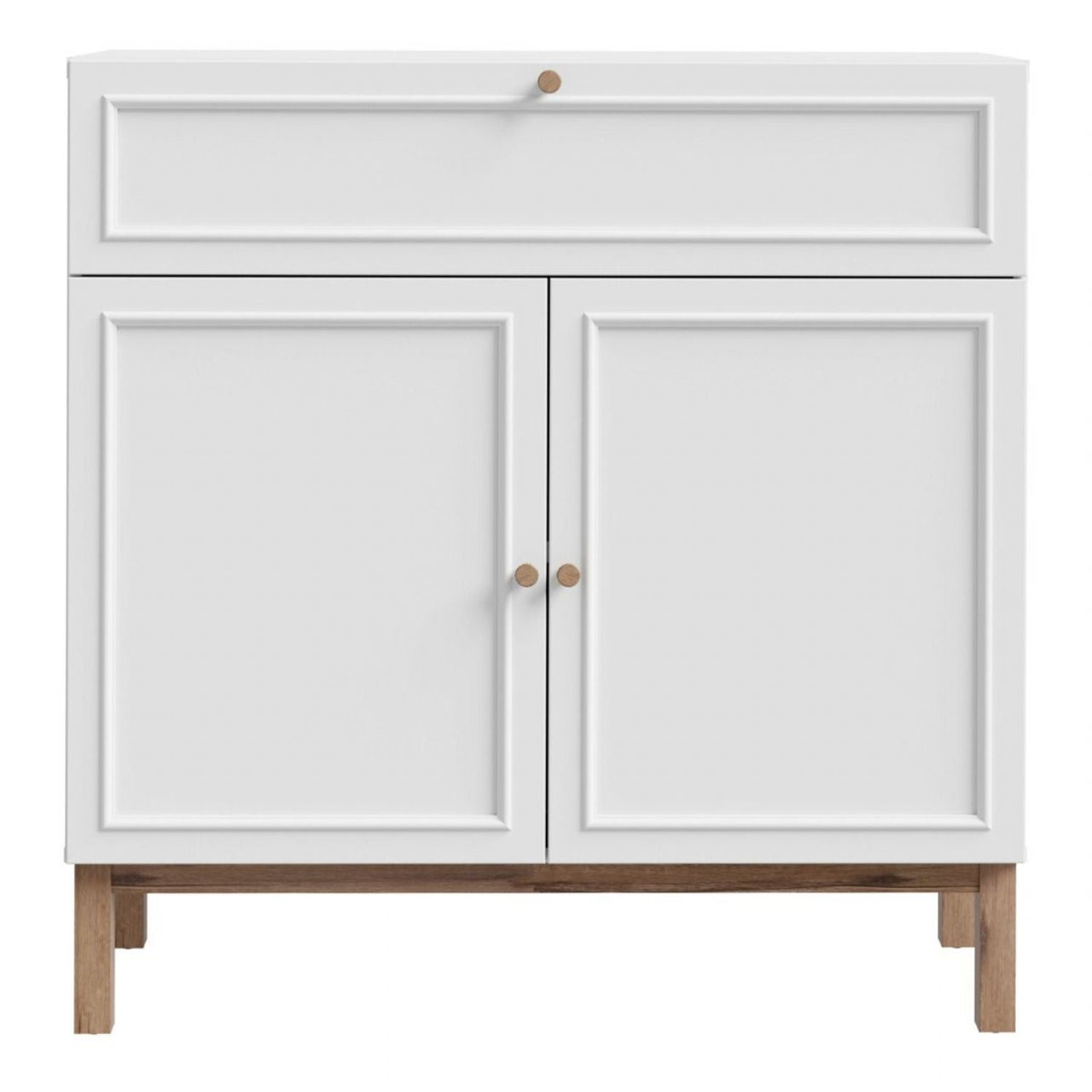 Wensley 2 Door 1 Drawer Console in Light Grey and Oak