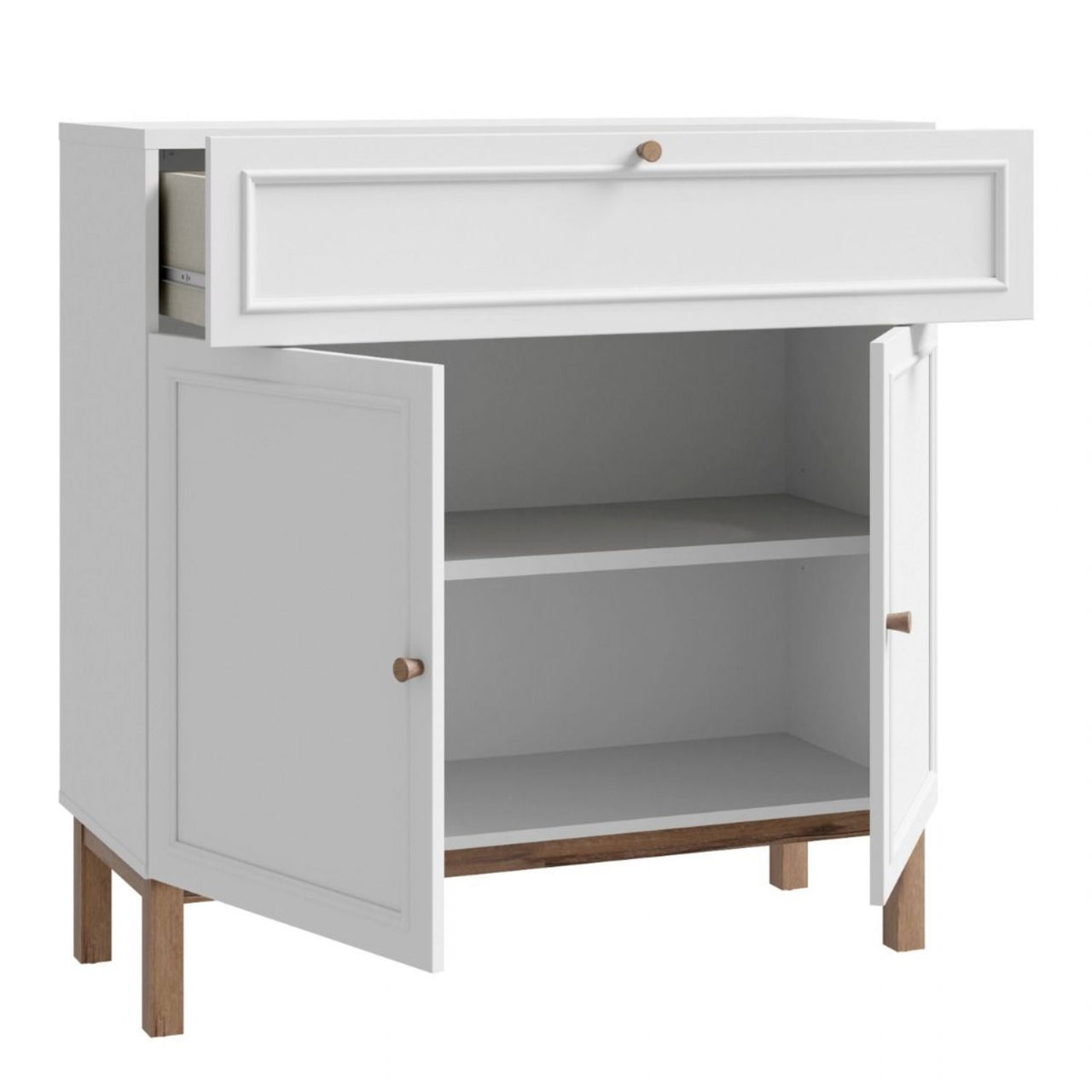 Wensley 2 Door 1 Drawer Console in Light Grey and Oak