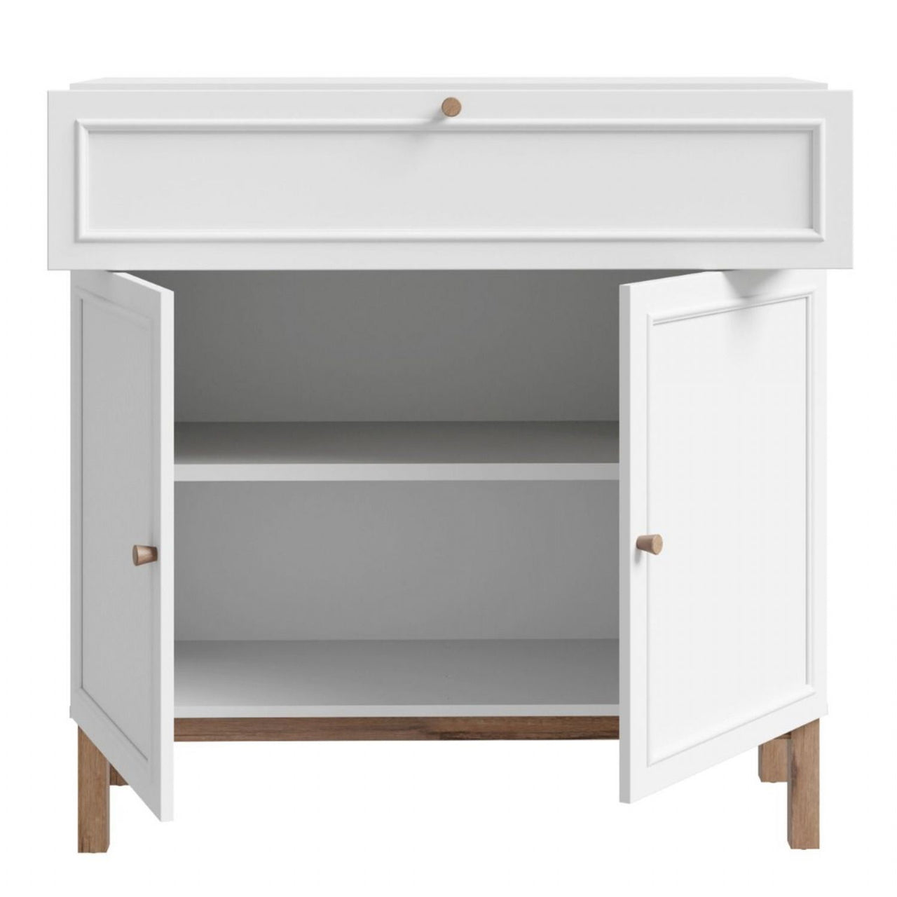 Wensley 2 Door 1 Drawer Console in Light Grey and Oak