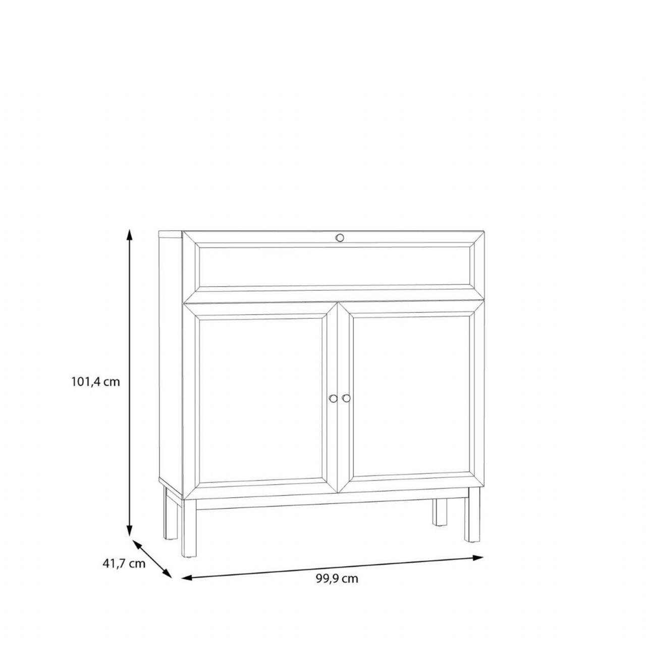 Wensley 2 Door 1 Drawer Console in Light Grey and Oak