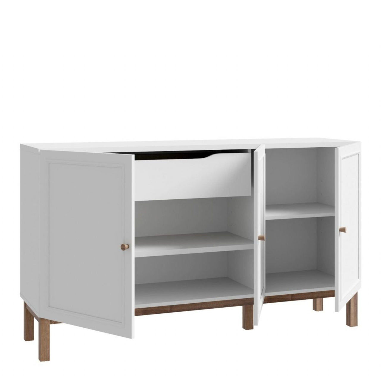 Wensley 3 Door 1 Drawer Sideboard in Light Grey and Oak