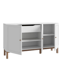 Thumbnail for Wensley 3 Door 1 Drawer Sideboard in Light Grey and Oak