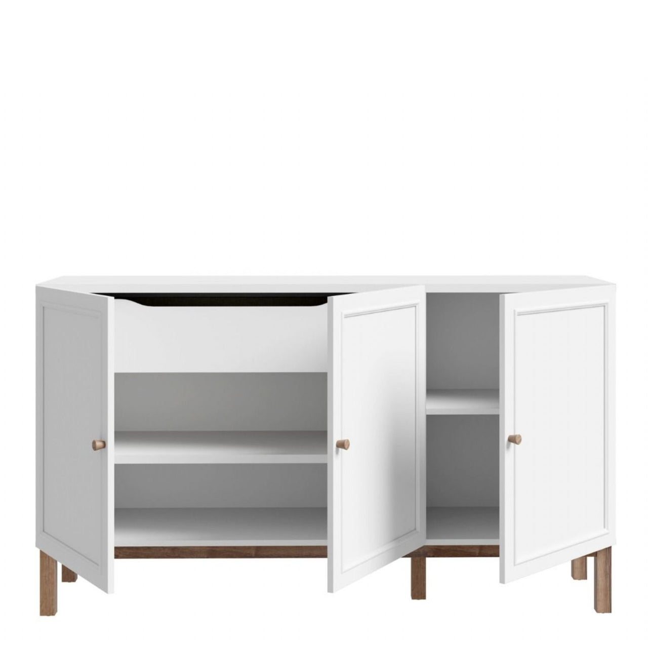 Wensley 3 Door 1 Drawer Sideboard in Light Grey and Oak