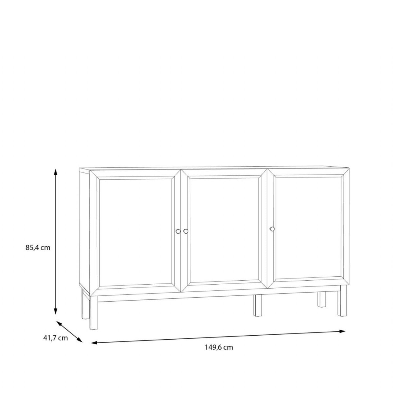 Wensley 3 Door 1 Drawer Sideboard in Light Grey and Oak