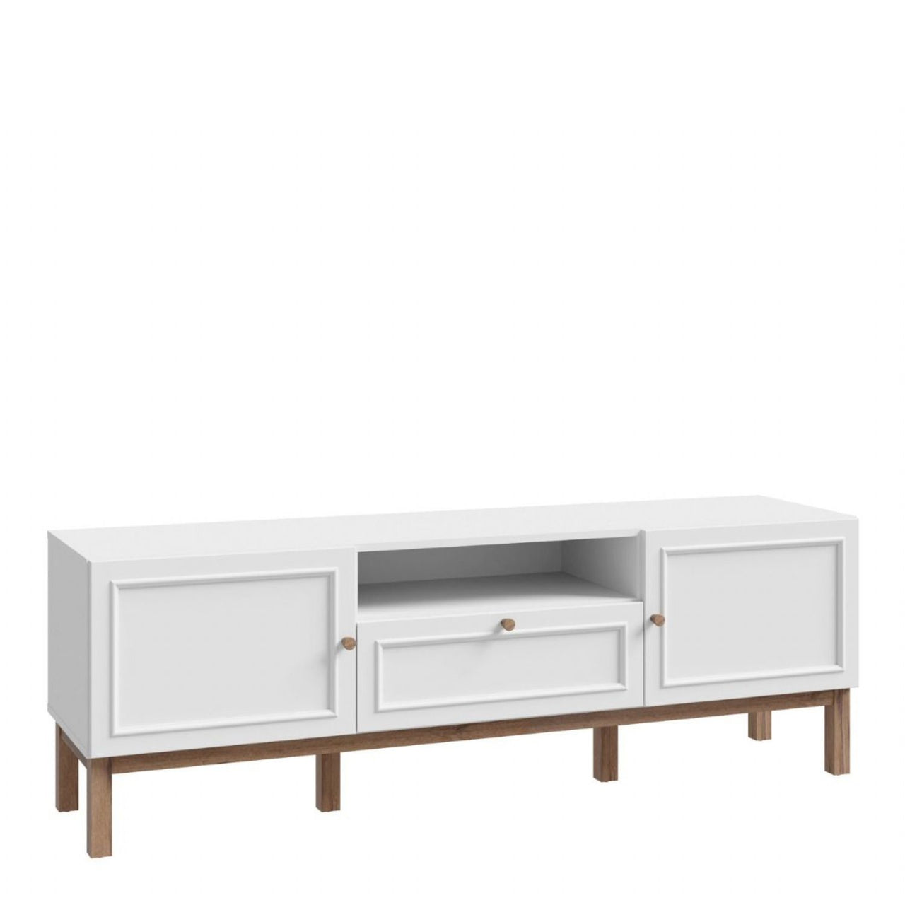 Wensley 2 Door 1 Drawer TV Unit in Light Grey and Oak