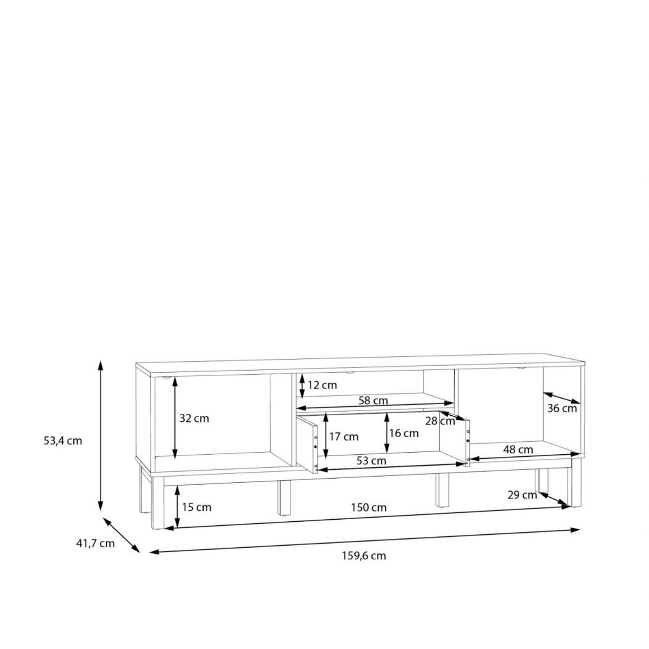 Wensley 2 Door 1 Drawer TV Unit in Light Grey and Oak