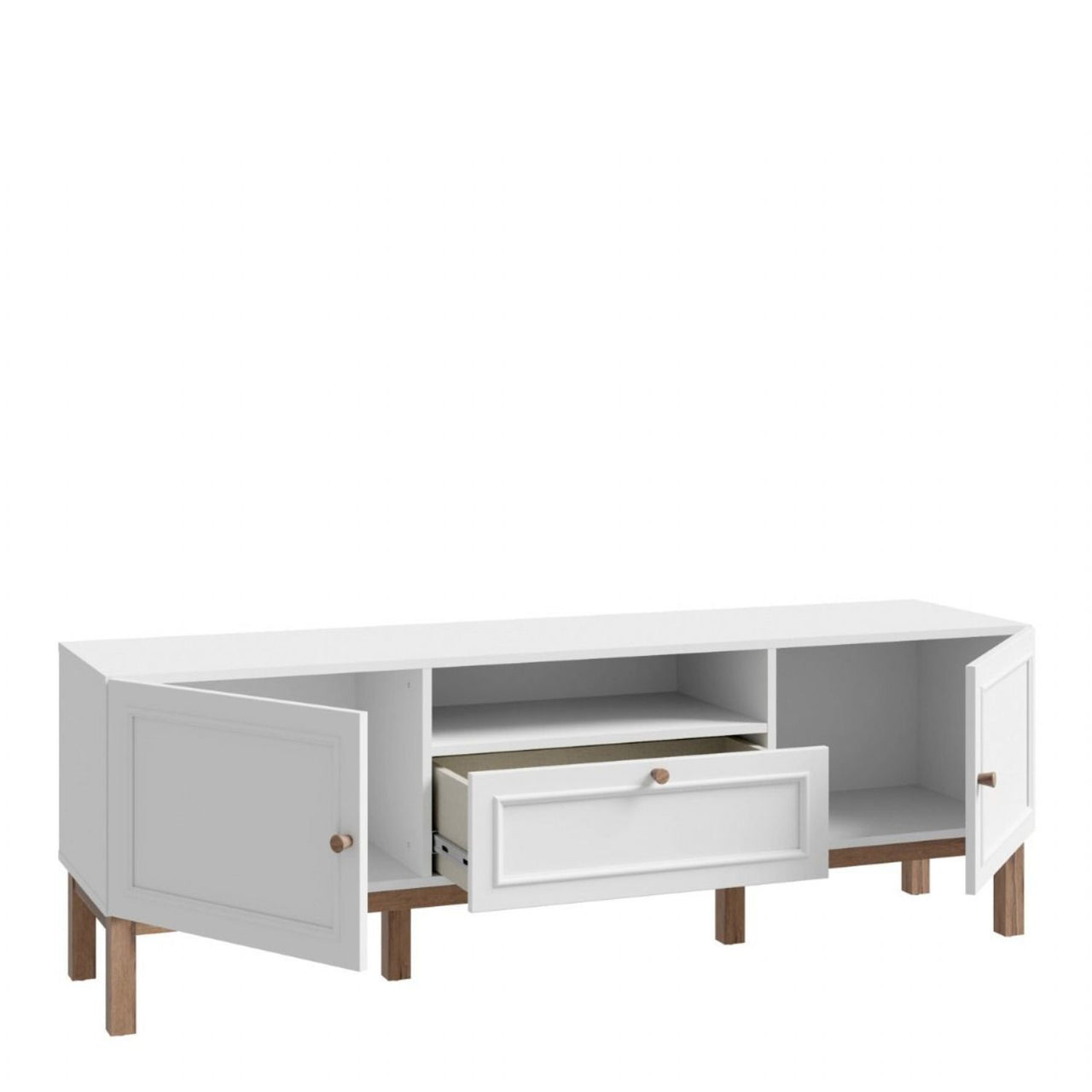 Wensley 2 Door 1 Drawer TV Unit in Light Grey and Oak inc LED Lighting