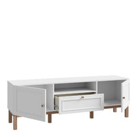 Thumbnail for Wensley 2 Door 1 Drawer TV Unit in Light Grey and Oak inc LED Lighting