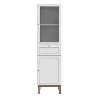 Thumbnail for Wensley Display Cabinet with 1 Door 1 Drawer and 1 Glass Door in Light Grey and Oak