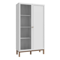 Thumbnail for Wensley Display Cabinet with 1 Door and 1 Glass Door in Light Grey and Oak