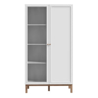 Thumbnail for Wensley Display Cabinet with 1 Door and 1 Glass Door in Light Grey and Oak