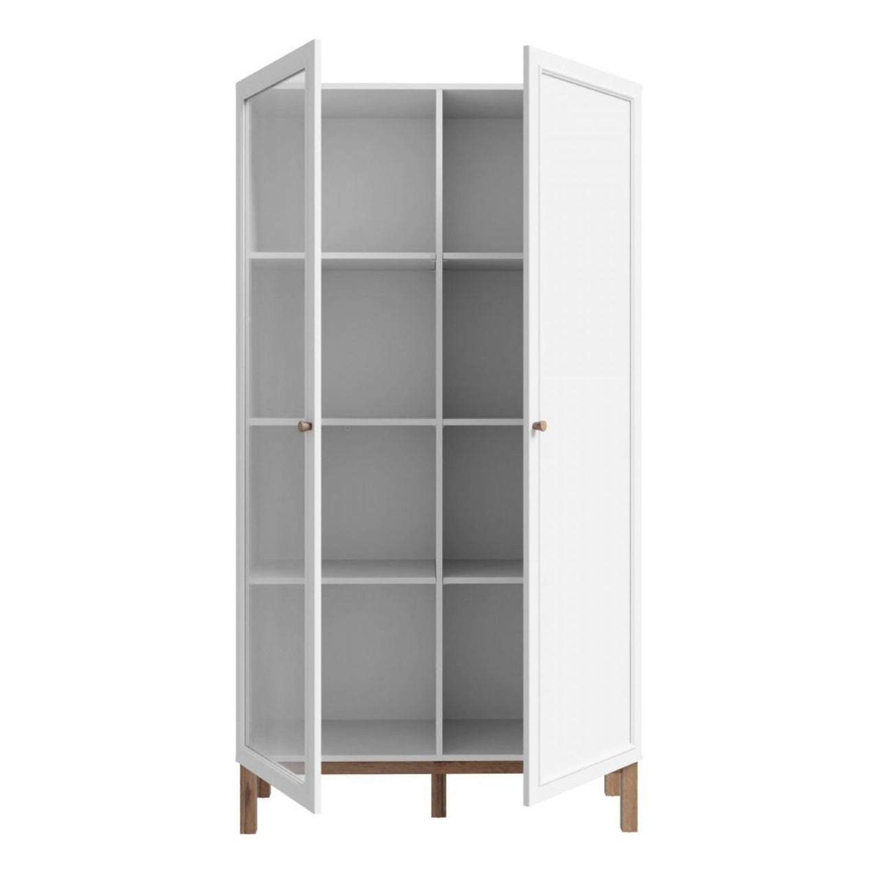 Wensley Display Cabinet with 1 Door and 1 Glass Door in Light Grey and Oak