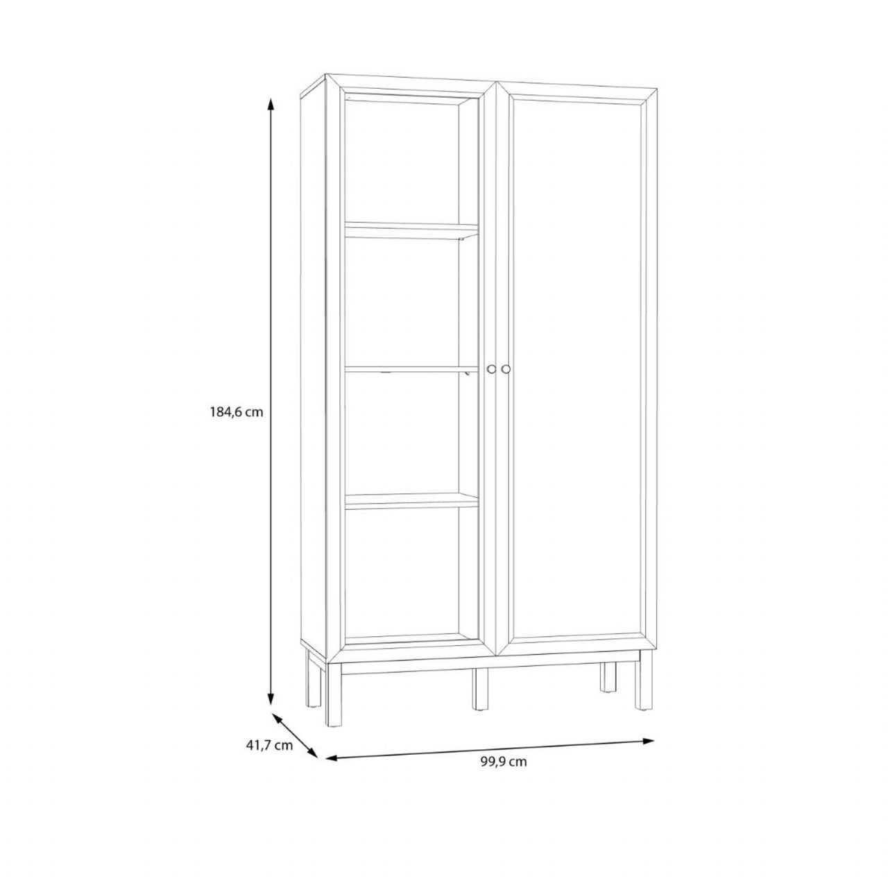 Wensley Display Cabinet with 1 Door and 1 Glass Door in Light Grey and Oak