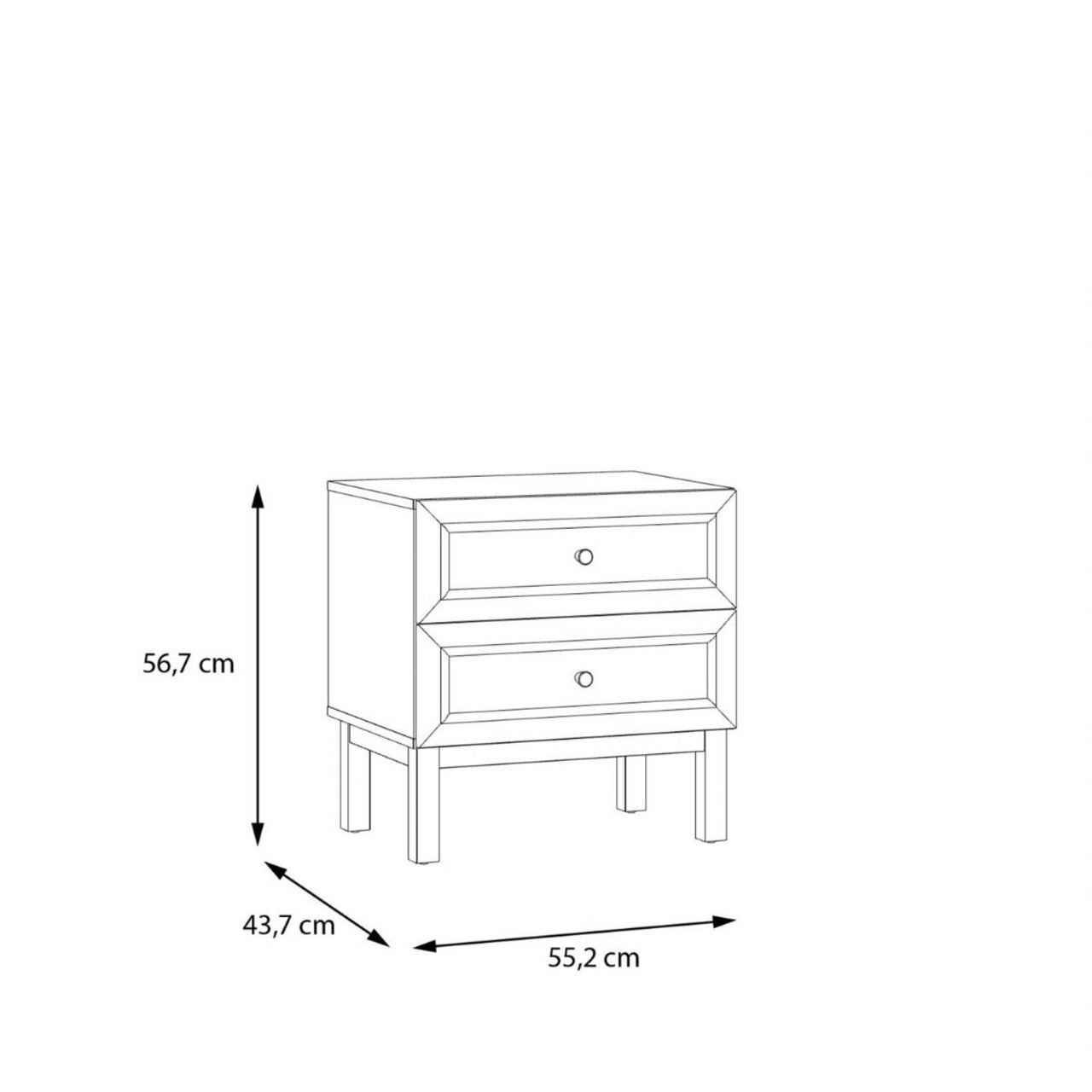 Wensley 2 Drawer Bedside Chest in Light Grey and Oak