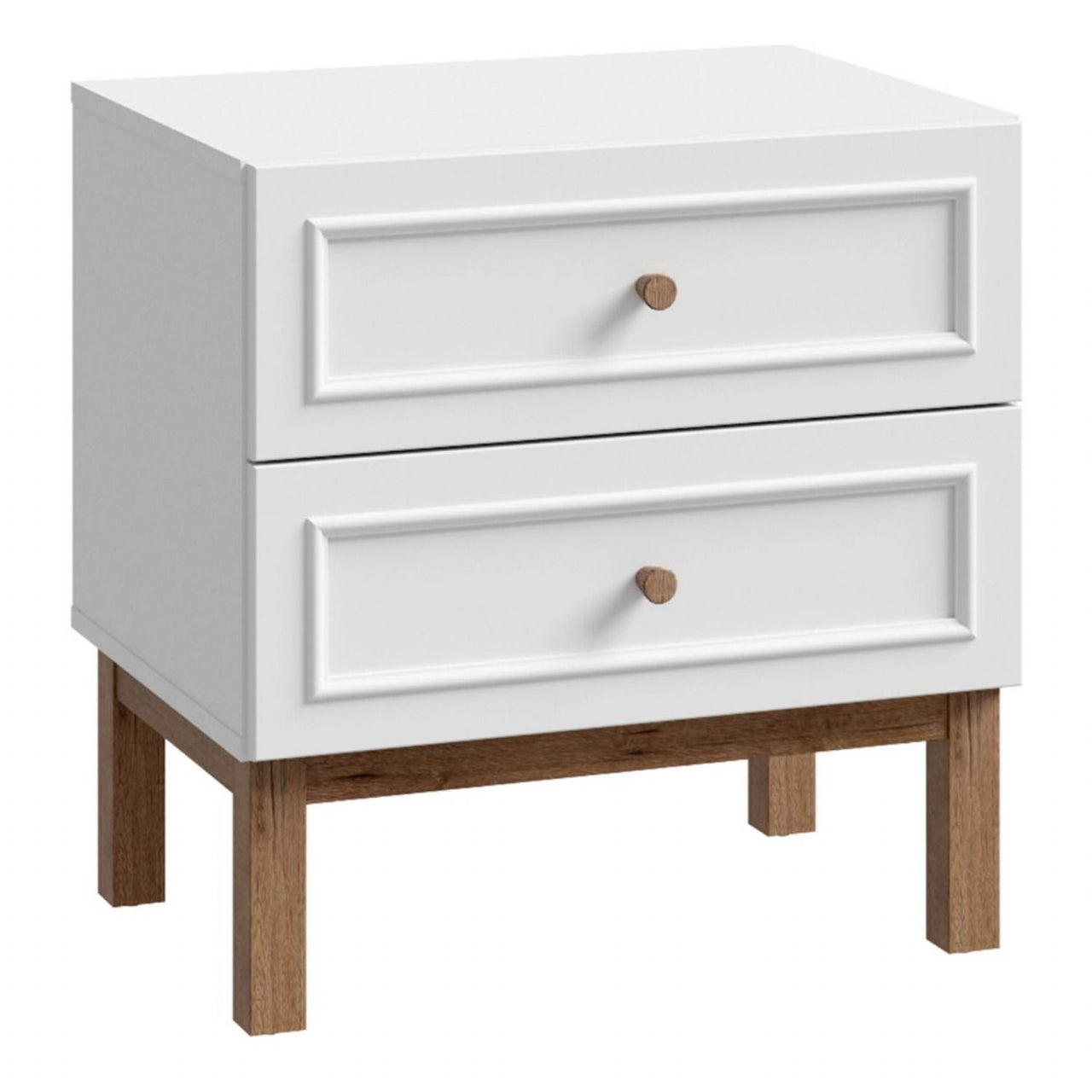 Wensley 2 Drawer Bedside Chest in Light Grey and Oak