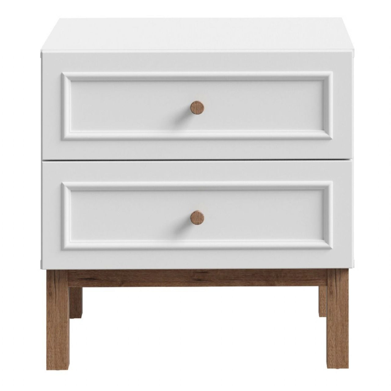 Wensley 2 Drawer Bedside Chest in Light Grey and Oak