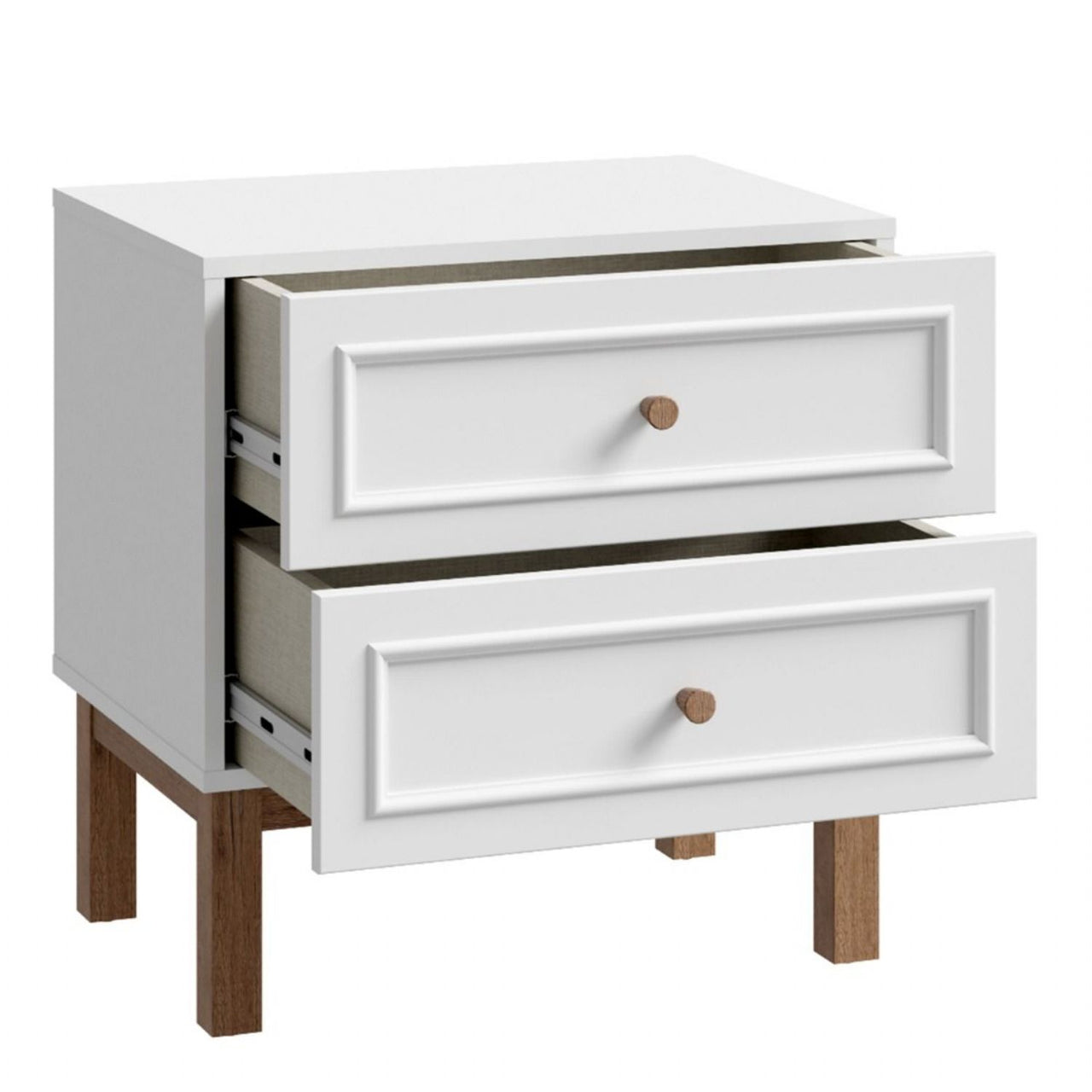 Wensley 2 Drawer Bedside Chest in Light Grey and Oak