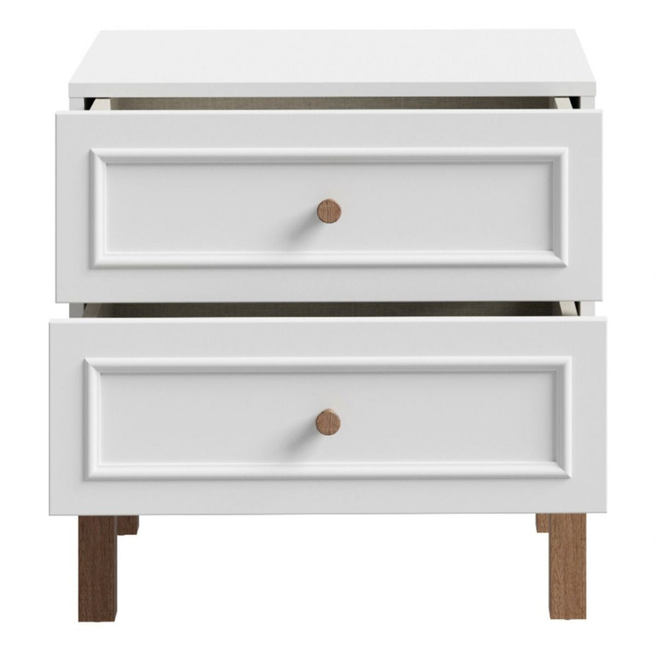 Wensley 2 Drawer Bedside Chest in Light Grey and Oak