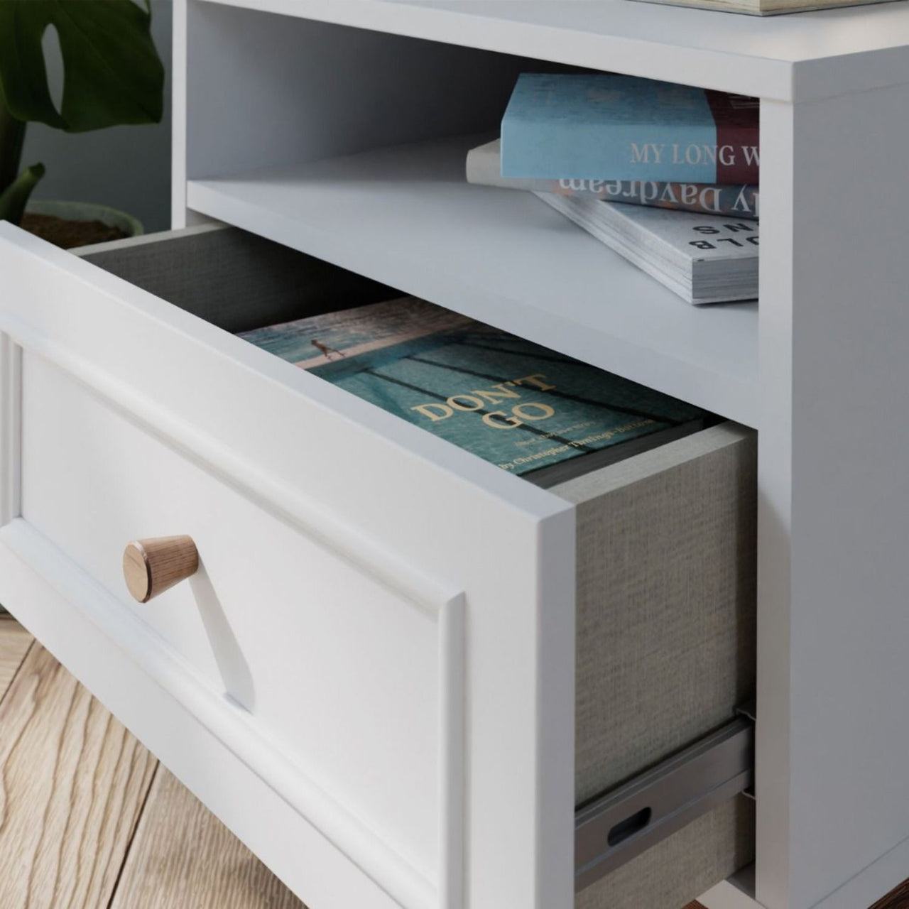 Wensley 2 Drawer Bedside Chest in Light Grey and Oak