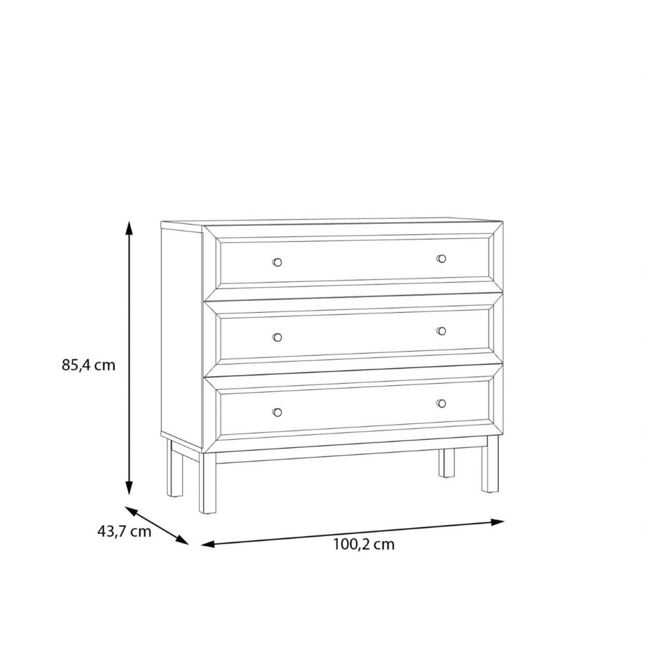 Wensley 3 Drawer Chest in Light Grey and Oak