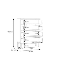 Thumbnail for Wensley 4 Drawer Chest in Light Grey and Oak