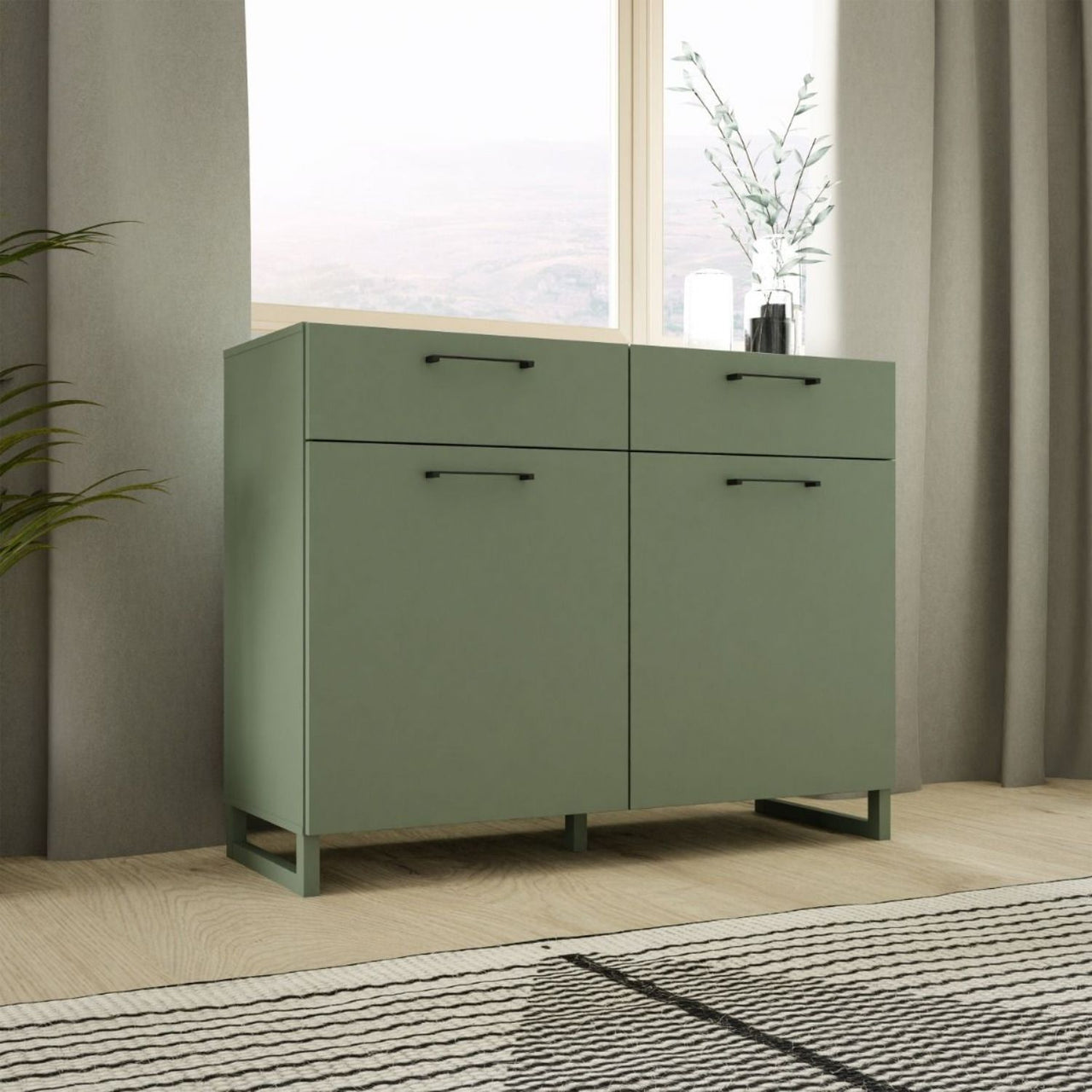 Sali 2 Door 2 Drawer Chest in Sage Green