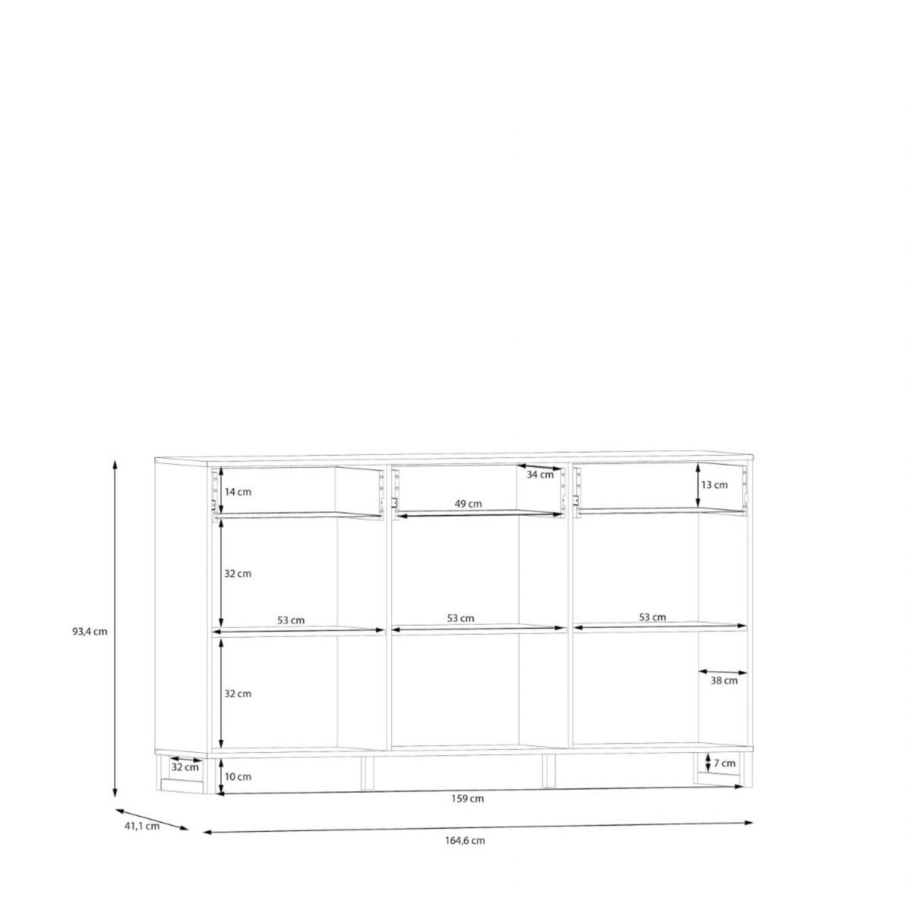 Sali 3 Door 3 Drawer Chest in Sage Green