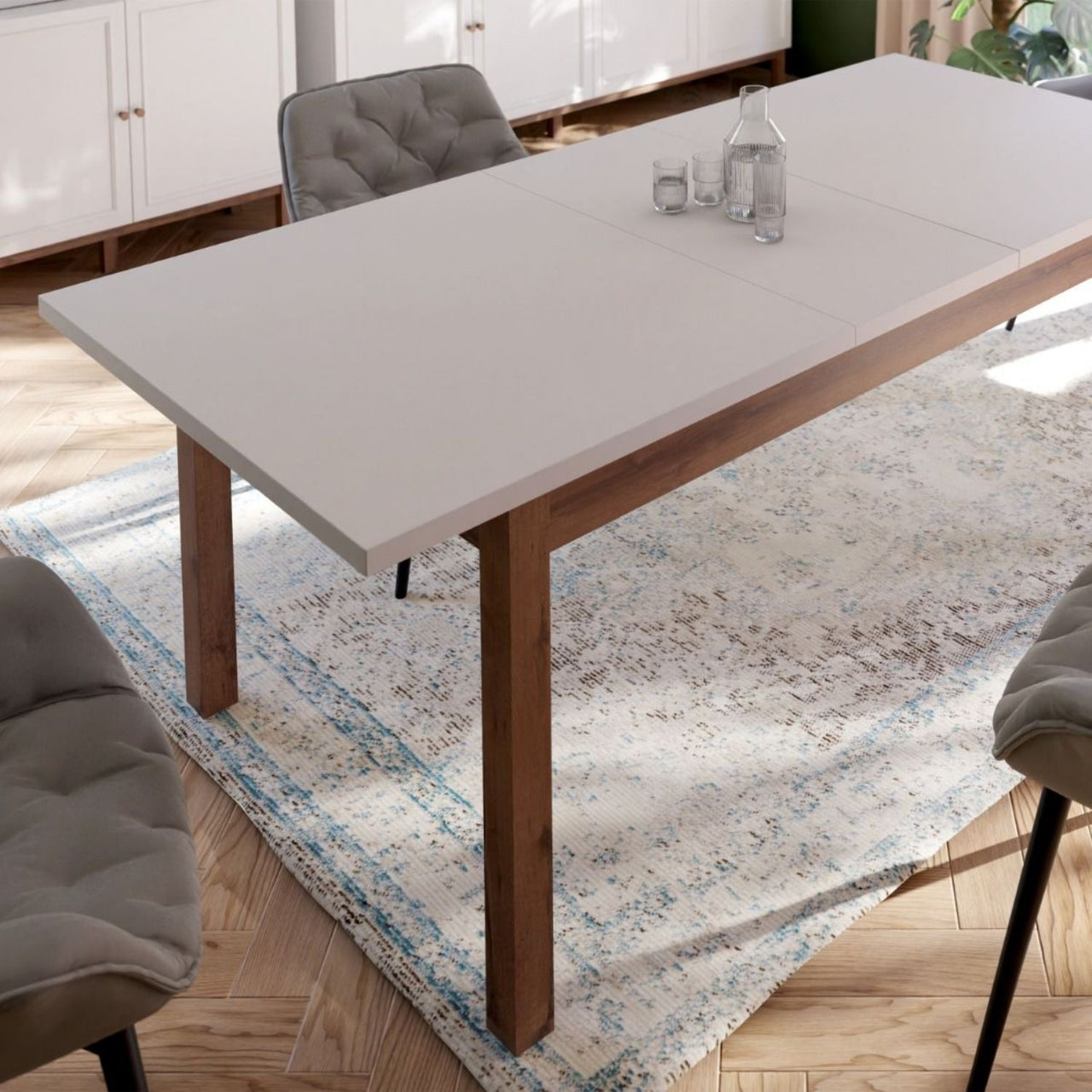 Wensley Dining Table in Light Grey and Oak