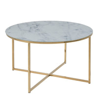 Thumbnail for Alisma Round Coffee Table with White Marble Top And Gold Legs