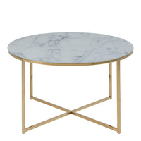 Thumbnail for Alisma Round Coffee Table with White Marble Top & Gold Legs