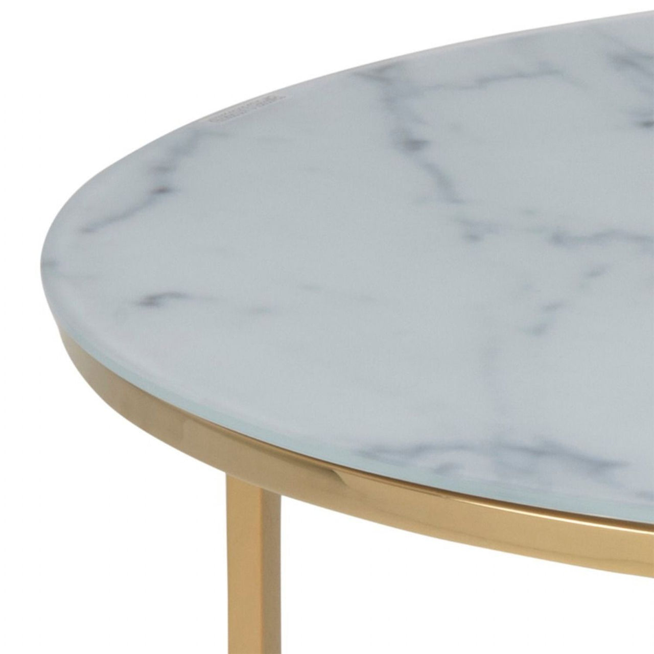 Alisma Round Coffee Table with White Marble Top And Gold Legs