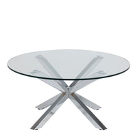 Thumbnail for Heaven Round Coffee Table with Glass Top and Chrome Legs