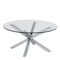 Thumbnail for Heaven Round Coffee Table with Glass Top and Chrome Legs