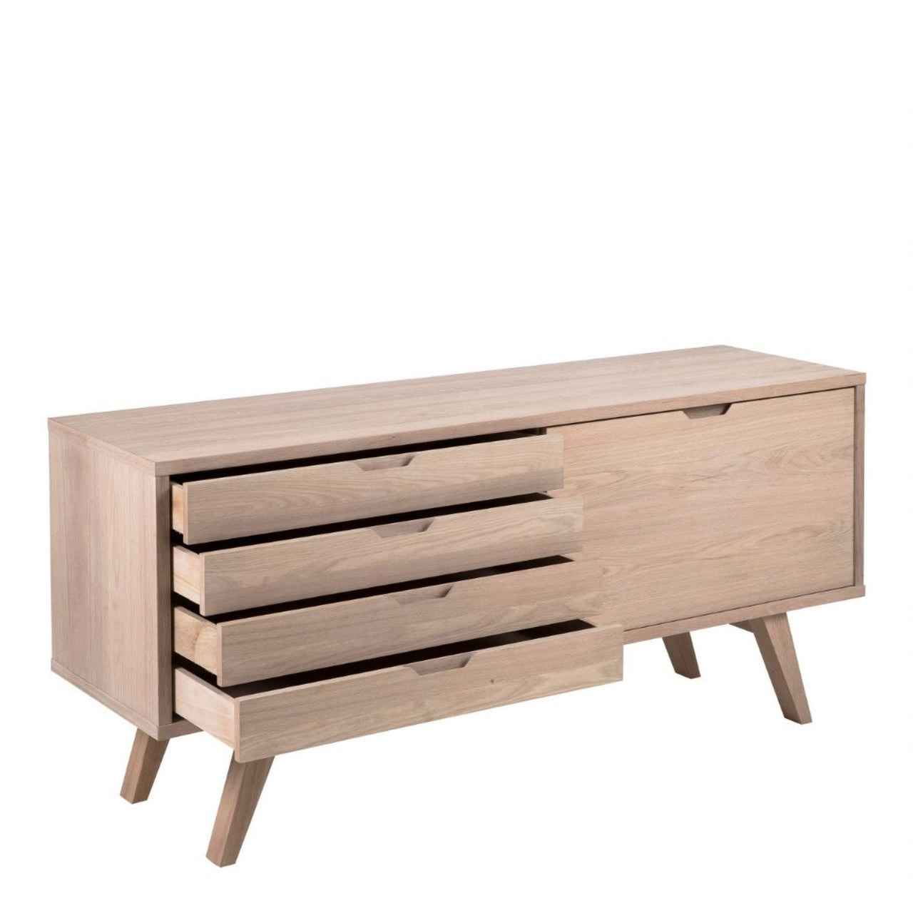 ALine Sideboard with 4 Drawers and Sliding Door in White Oak