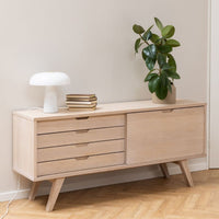 Thumbnail for ALine Sideboard with 4 Drawers and Sliding Door in White Oak