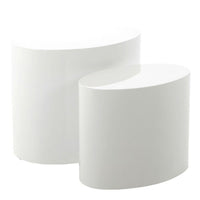 Thumbnail for Mice Oval Coffee Table in White Set of 2