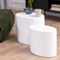 Thumbnail for Mice Oval Coffee Table in White Set of 2