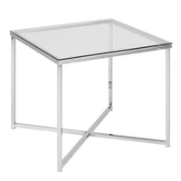 Thumbnail for Cross Square Metal Side Table with Glass Top