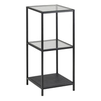 Thumbnail for Seaford Narrow Black Metal Bookcase with 2 Glass Shelves