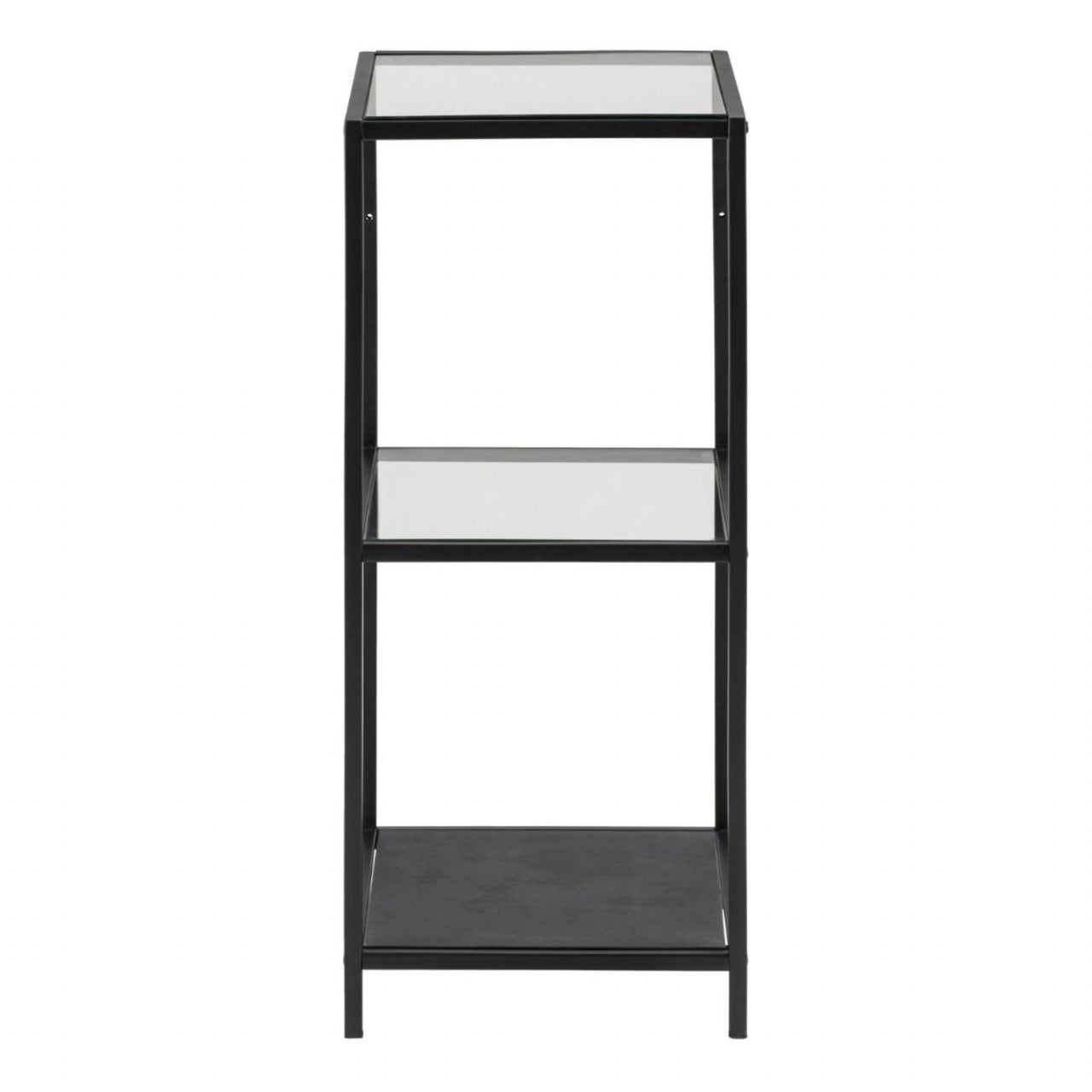 Seaford Narrow Black Metal Bookcase with 2 Glass Shelves