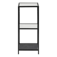 Thumbnail for Seaford Narrow Black Metal Bookcase with 2 Glass Shelves