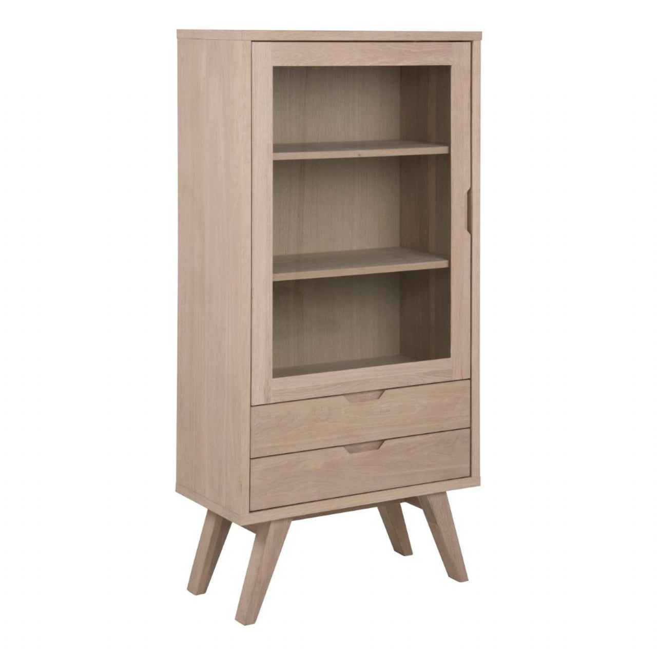 ALine Display Cabinet with 2 Drawers and 2 Shelves in White Oak