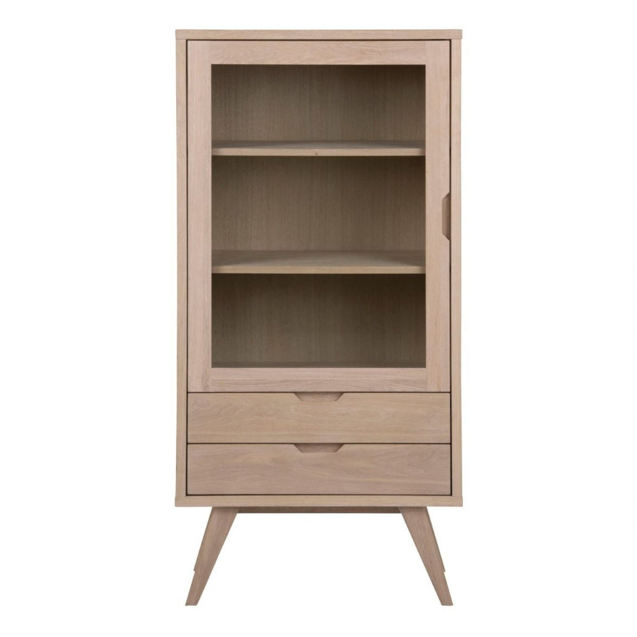 ALine Display Cabinet with 2 Drawers and 2 Shelves in White Oak